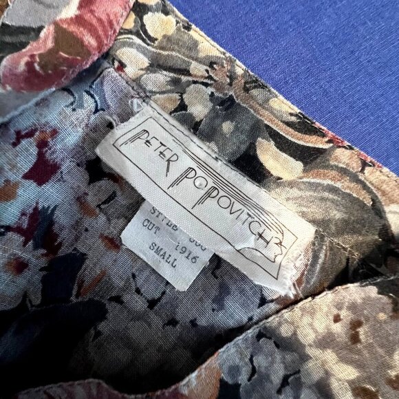 Vintage Peter Popovitch Sheer Floral Blouse Small Cotton/Poly Blend - Picture 4 of 12